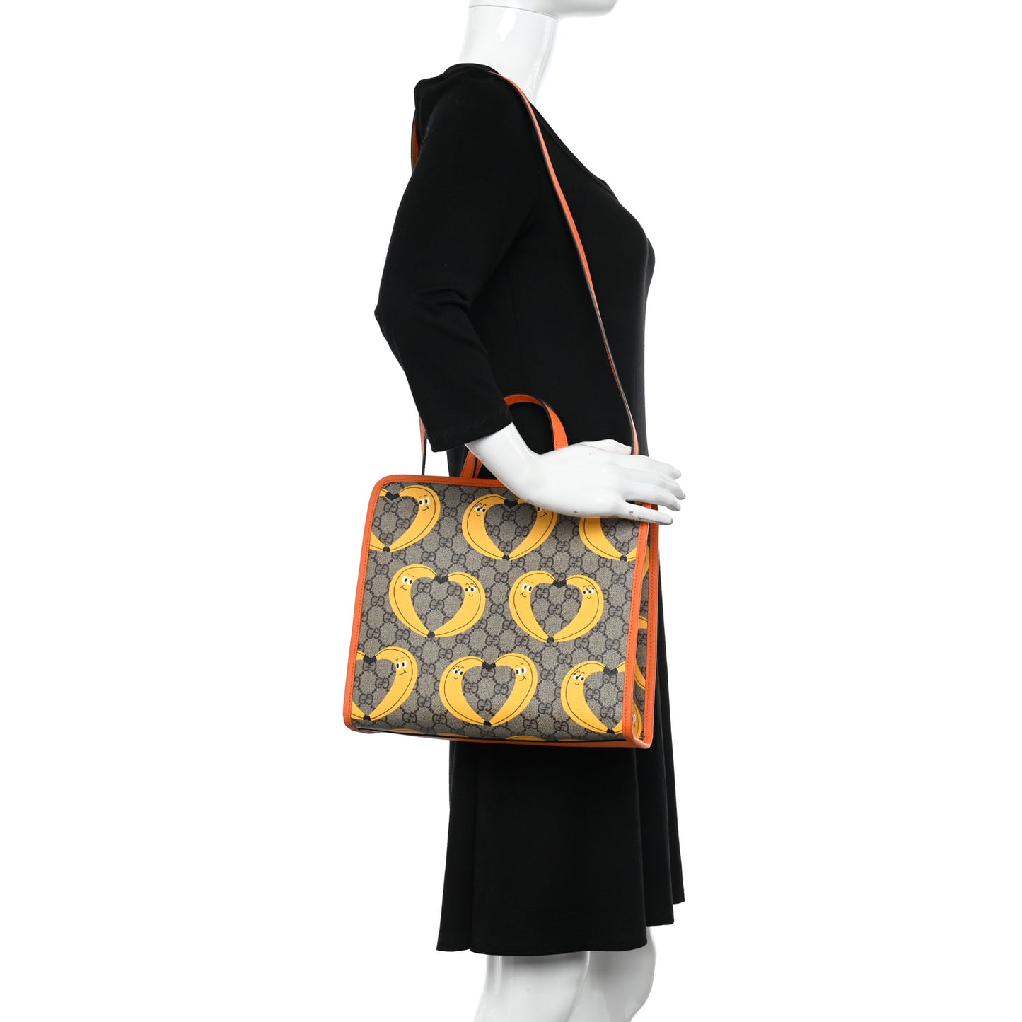 GG Supreme Monogram Banana Childrens Tote Beige Ebony Multicolor Carrot Orange