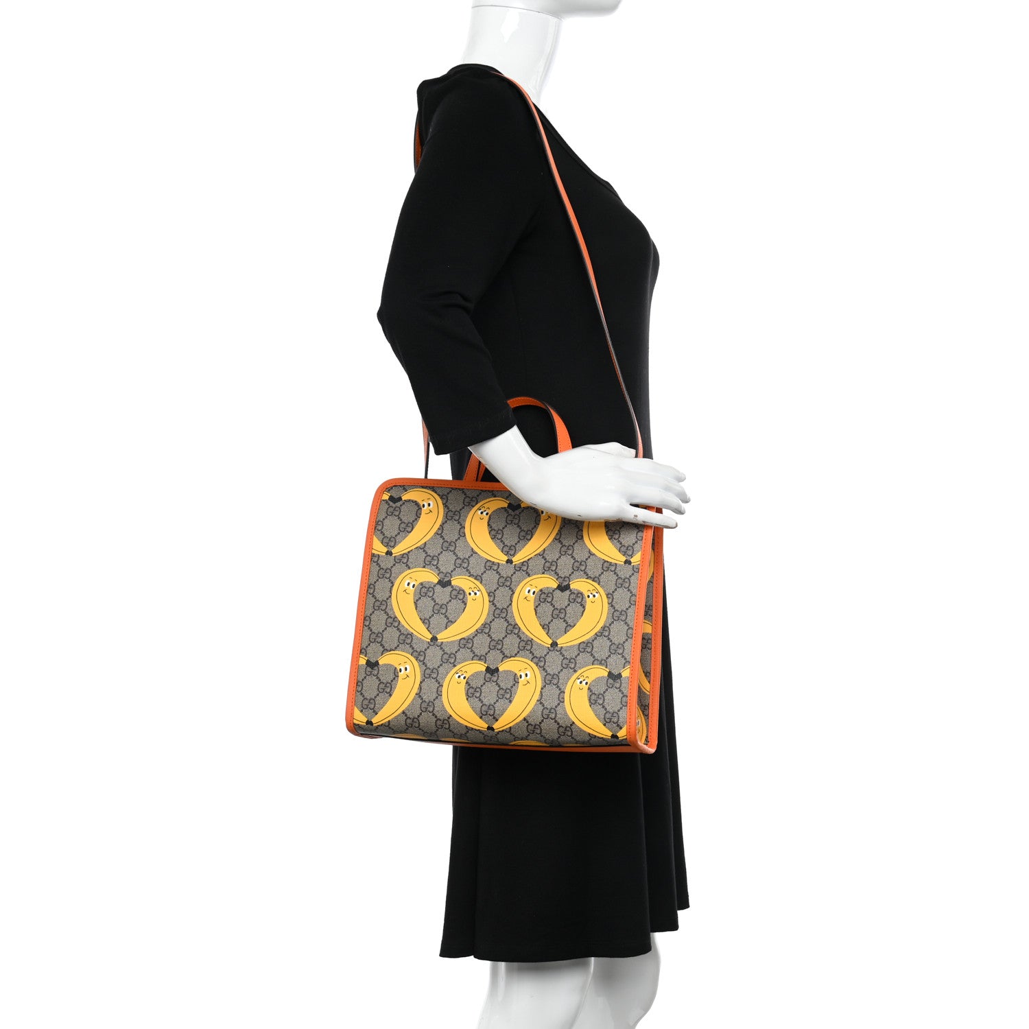 Gucci GG Supreme Monogram Banana Childrens Tote Beige Ebony Multicolor Carrot Orange 2 of 9