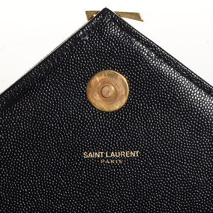 Saint Laurent Grain De Poudre Matelasse Chevron Large Monogram Satchel Black 8 of 8