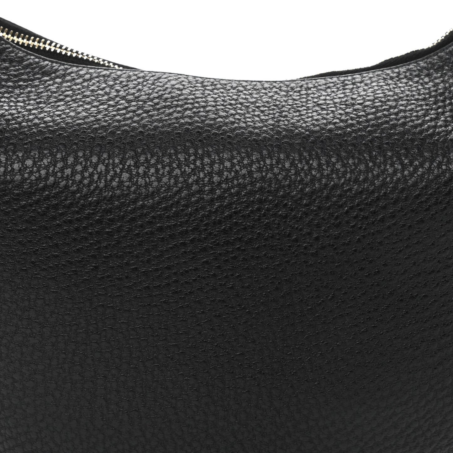 Pebbled Calfskin Web Bamboo Ring Hobo Black