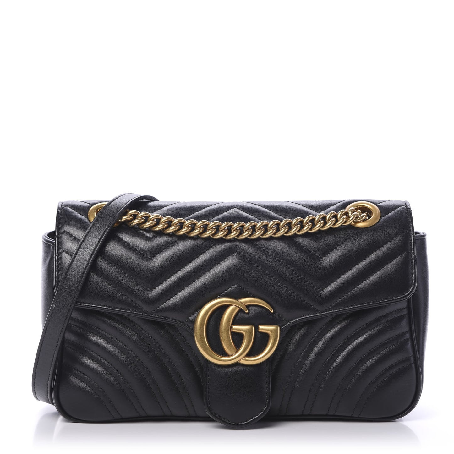 Calfskin Matelasse Small GG Marmont Shoulder Bag Black