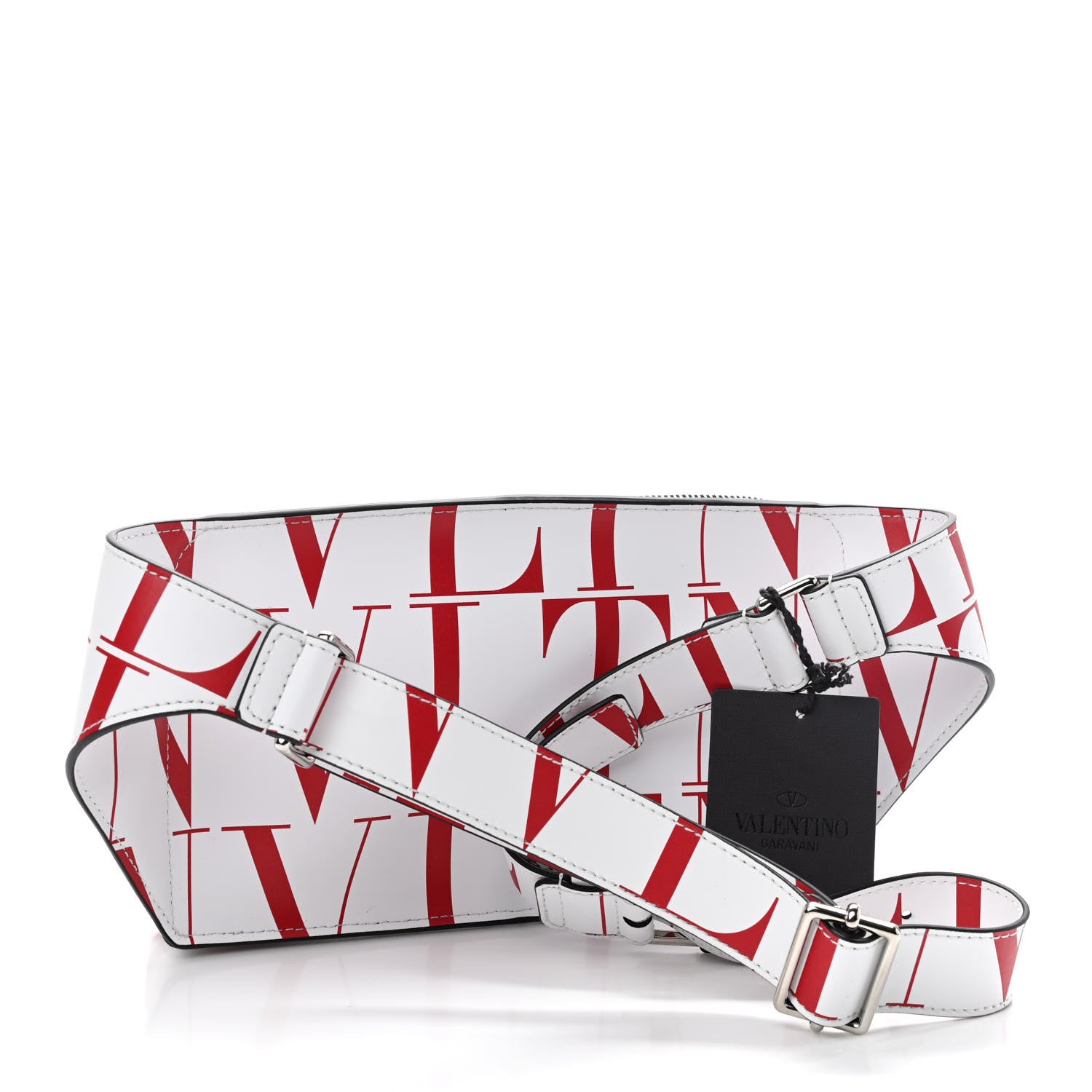 Valentino Garavani Calfskin Mens VLTN Belt Bag White Red 3 of 8