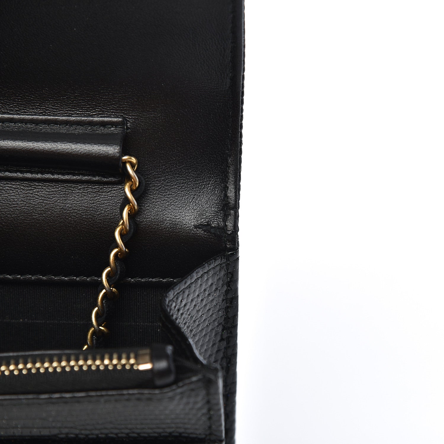 Chanel Metallic Lizard Golden Class Wallet on Chain WOC Black 15 of 15