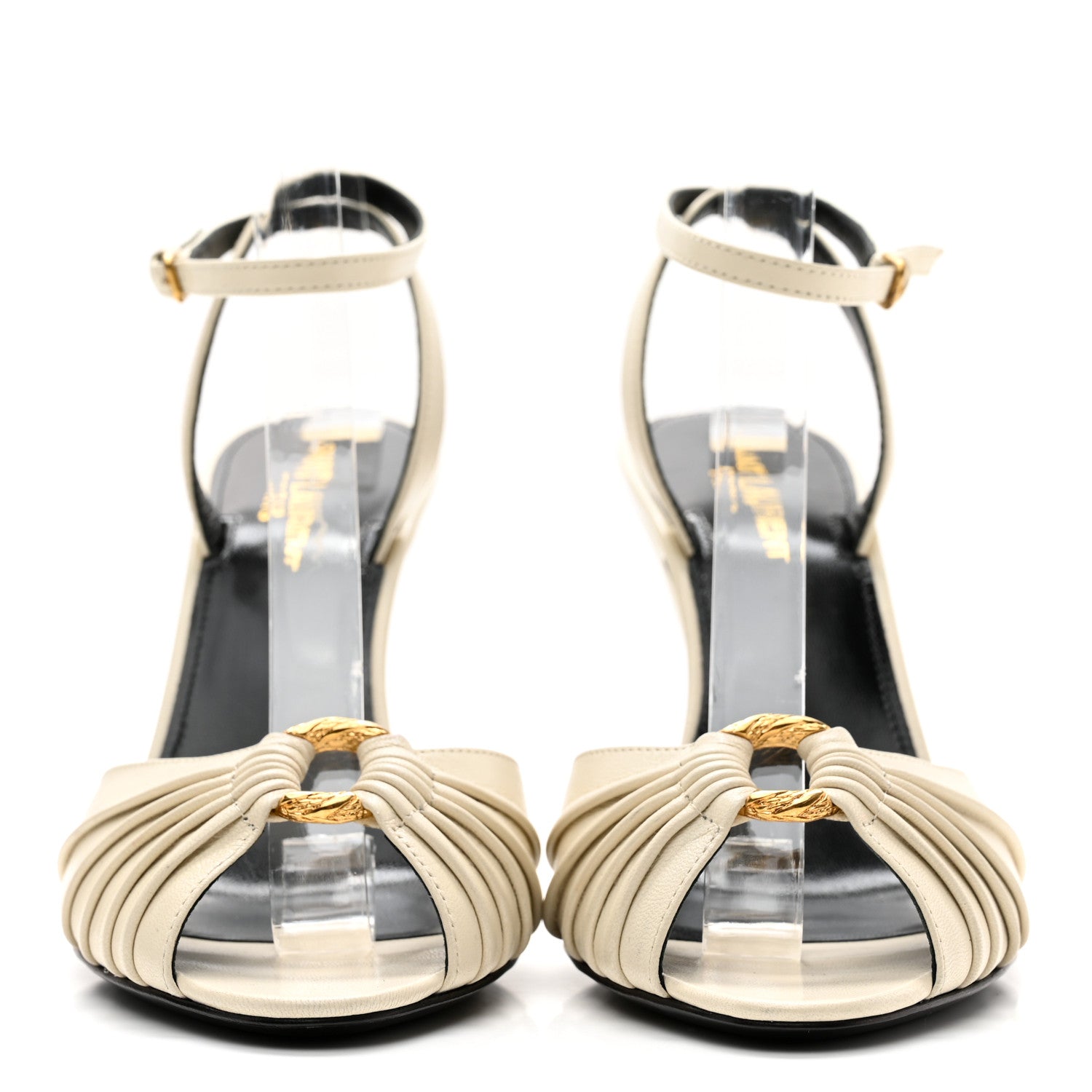Saint Laurent Calfskin Alma 95 Ring Sandals 38.5 Pearl 2 of 9