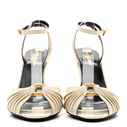 Saint Laurent Calfskin Alma 95 Ring Sandals 38.5 Pearl 2 of 9