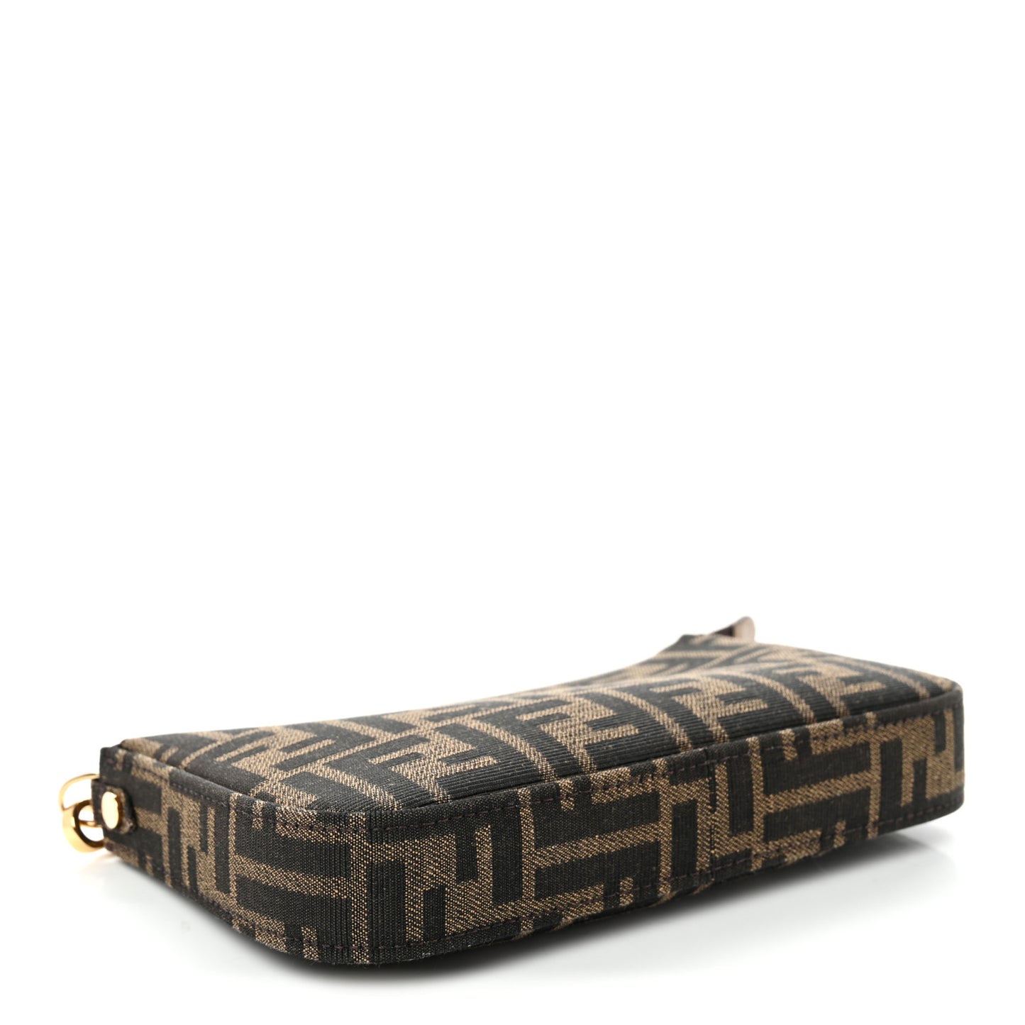 Fabric Jacquard Vitello Grace FF 1974 Baguette Pouch Tobacco Moro Sand