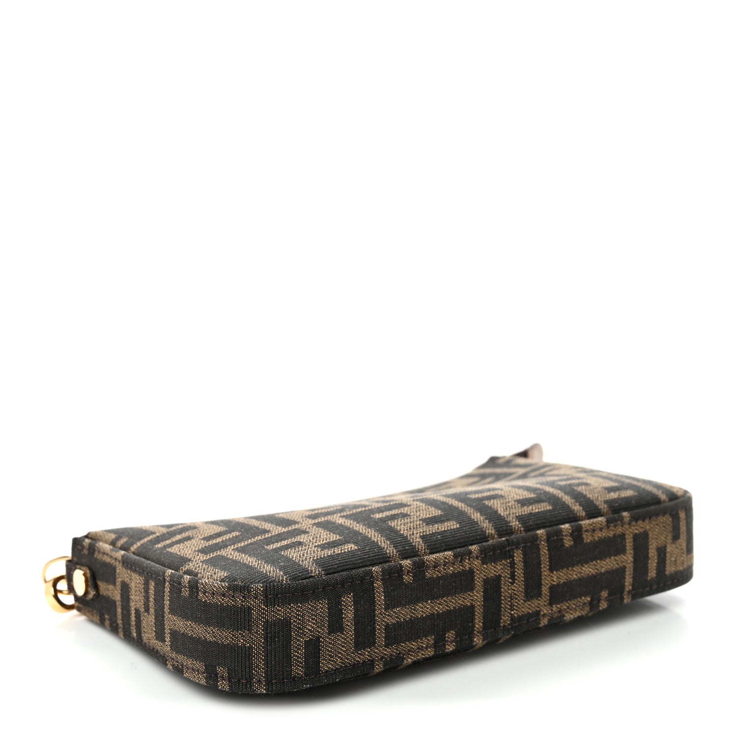 Fendi Fabric Jacquard Vitello Grace FF 1974 Baguette Pouch Tobacco Moro Sand 4 of 9