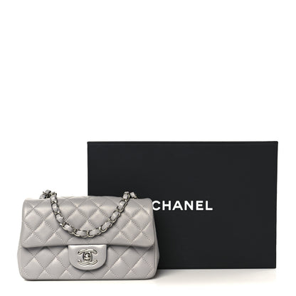Chanel Lambskin Quilted Mini Rectangular Flap Grey 12 of 12