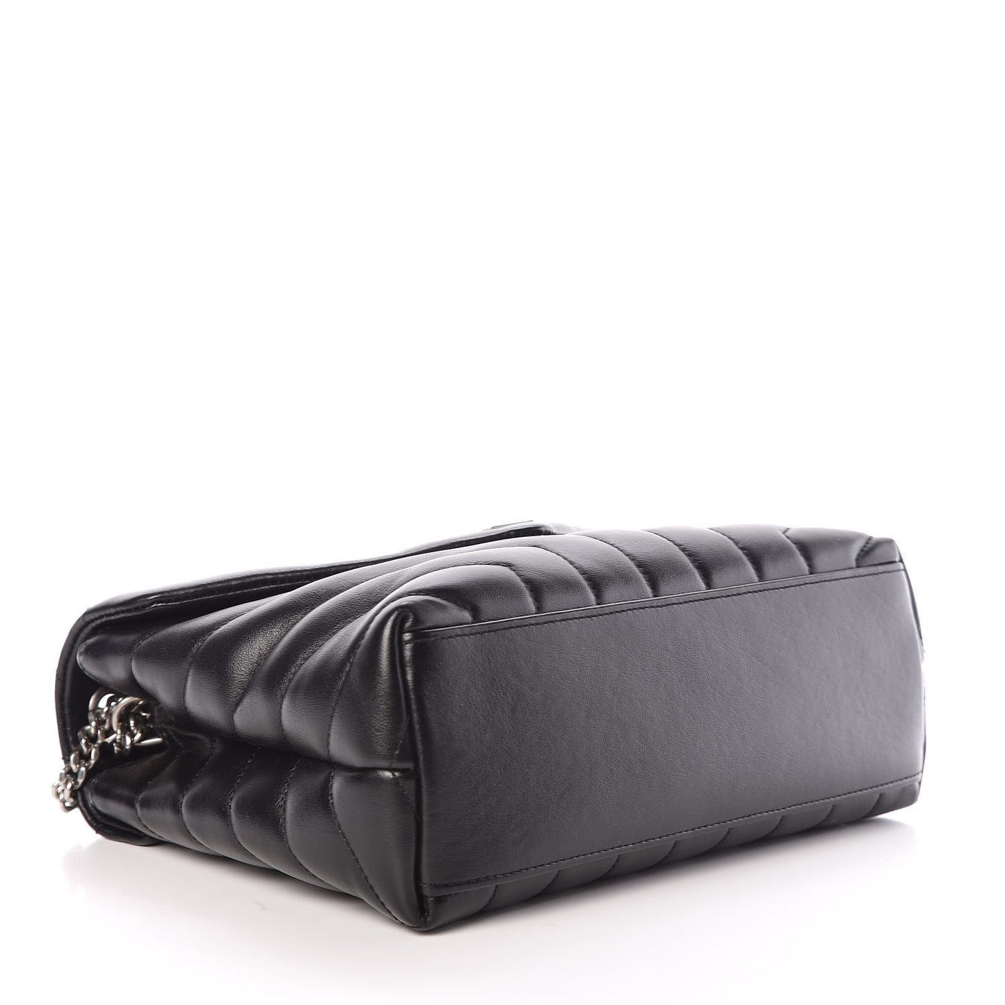 Calfskin Y Quilted Monogram Small Loulou Chain Satchel Black