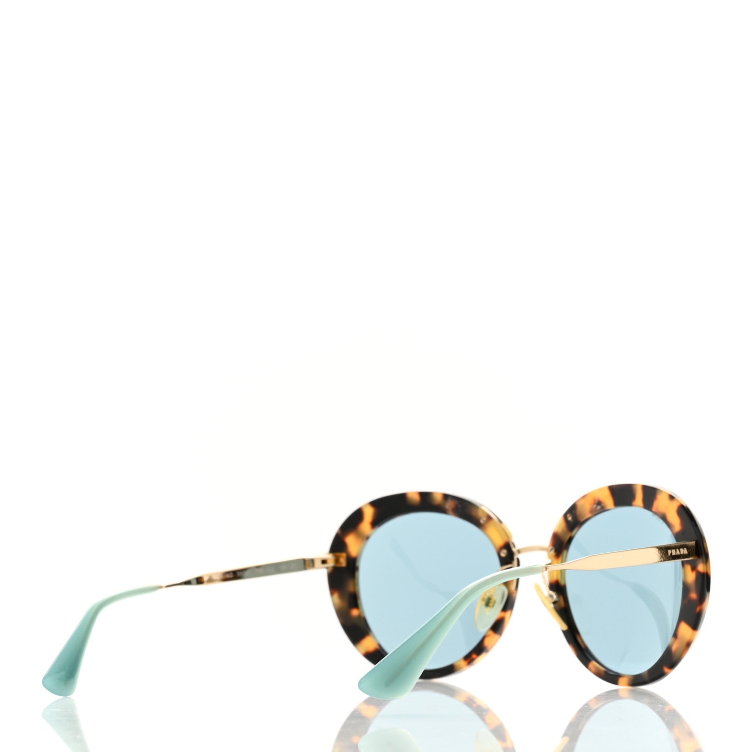 Prada Acetate Round Sunglasses SPR16Q Tortoise 4 of 6