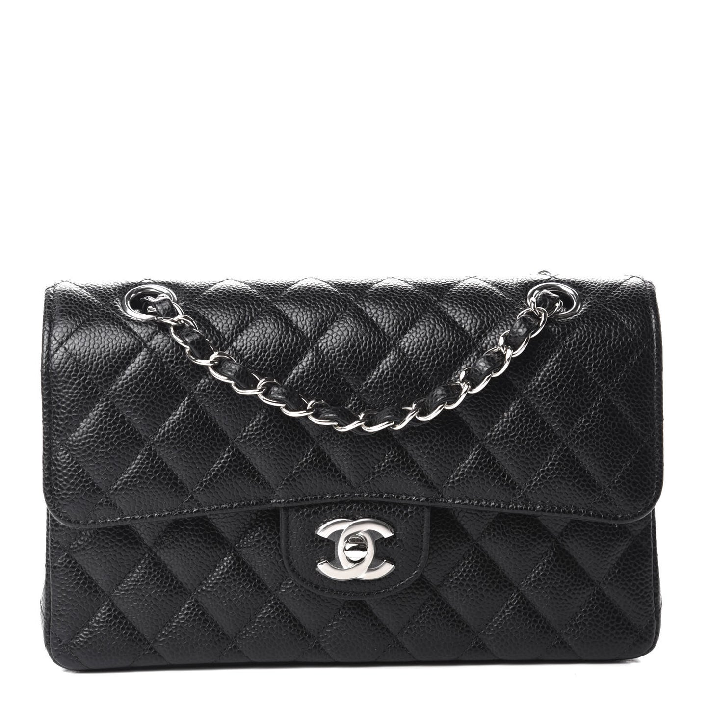 Caviar Quilted Small Double Flap Black