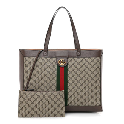 Gucci GG Supreme Monogram Web Ophidia Tote Brown 1 of 10