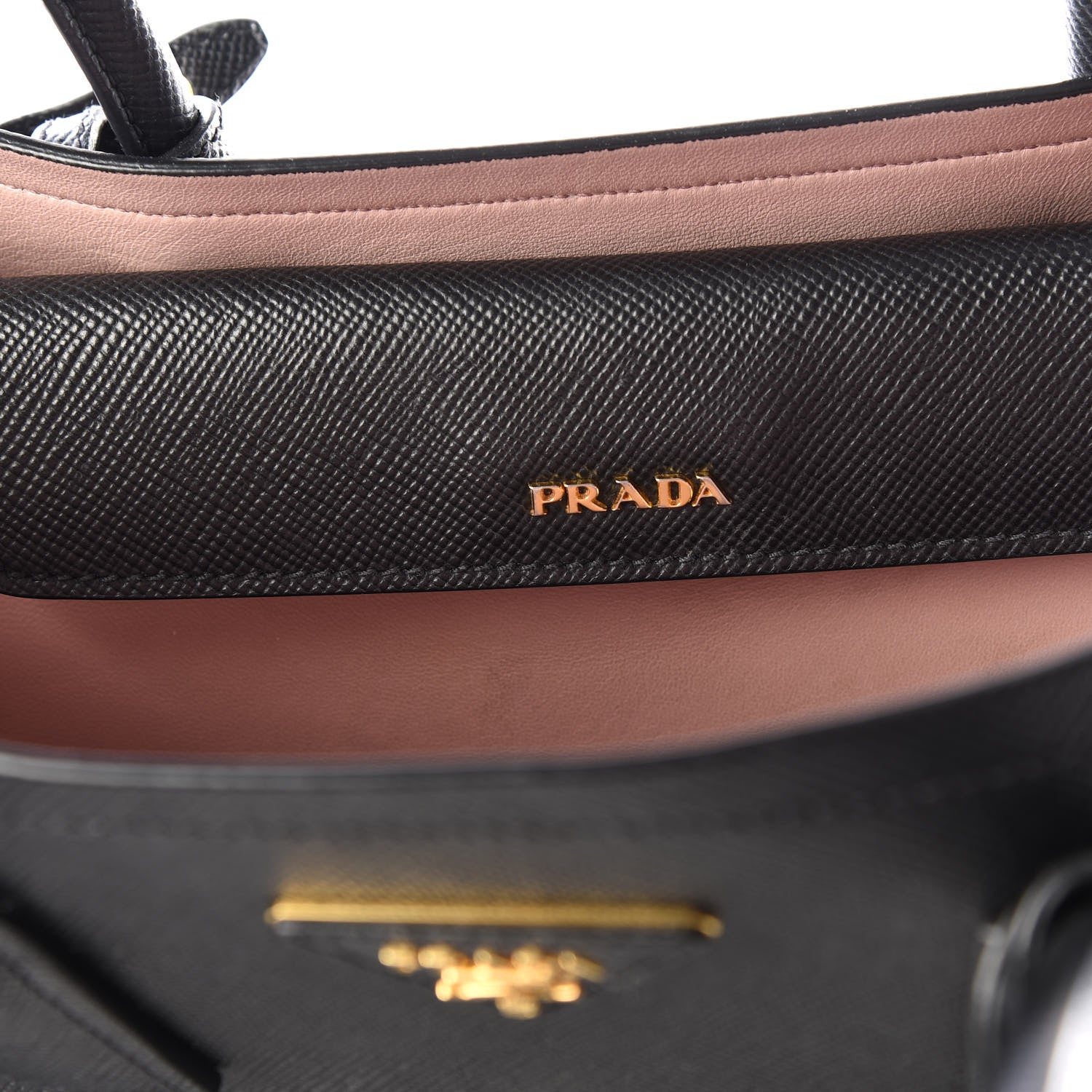 Prada Saffiano Cuir Medium Double Bag Black Mughetto 9 of 10