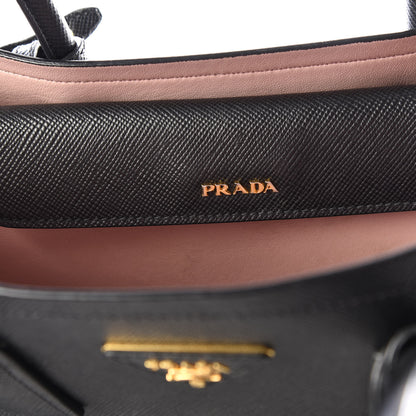 Prada Saffiano Cuir Medium Double Bag Black Mughetto 9 of 10