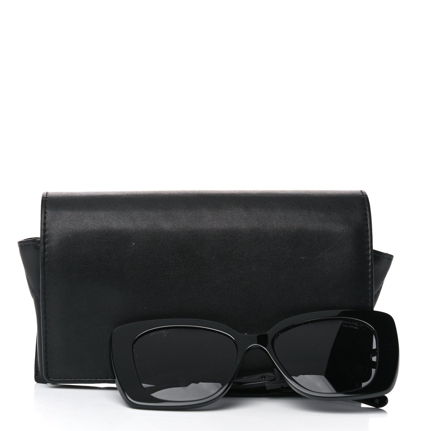 Acetate Strass Polarized Square Sunglasses 5422-B Black