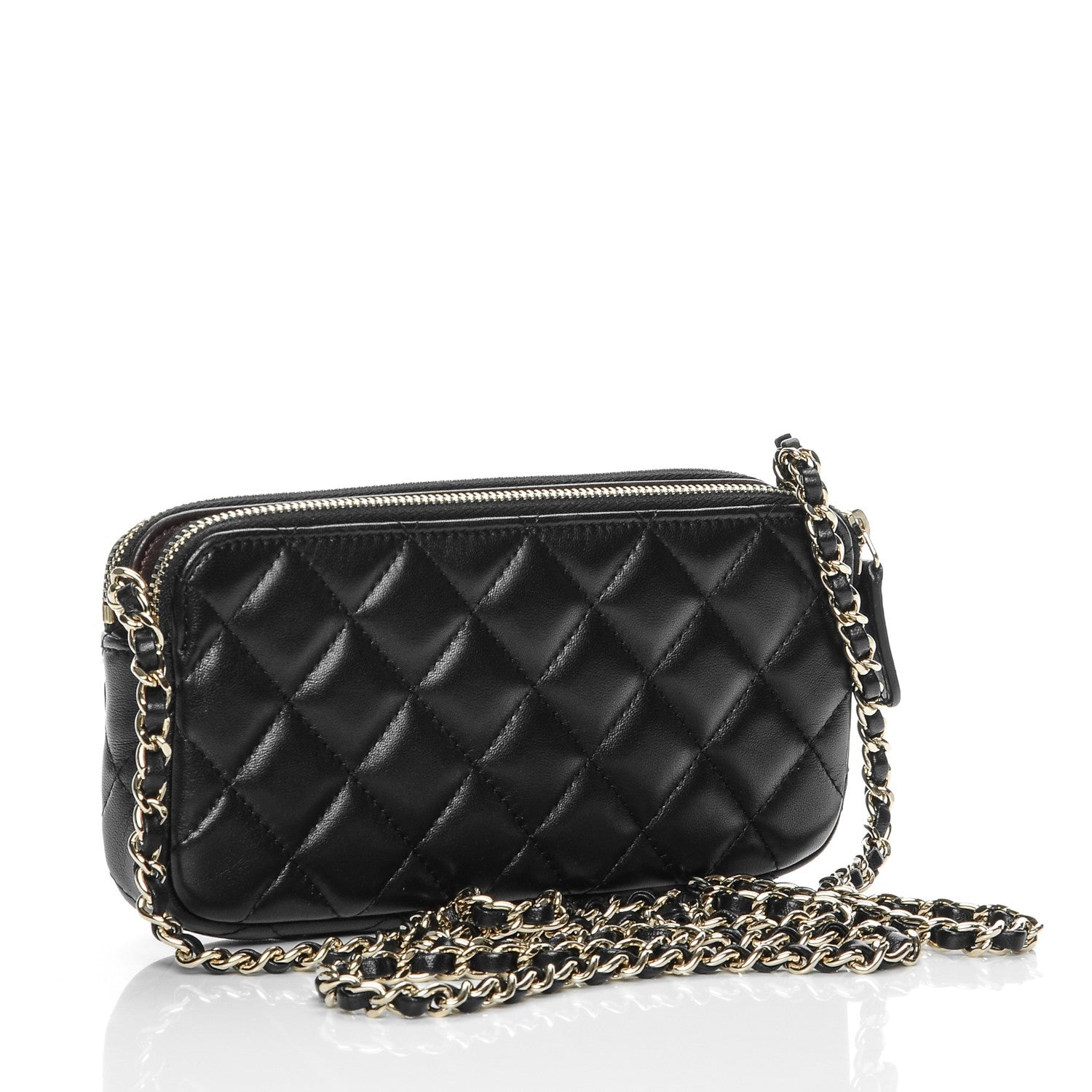 Chanel Lambskin Quilted Small Clutch With Chain Black 3 of 9