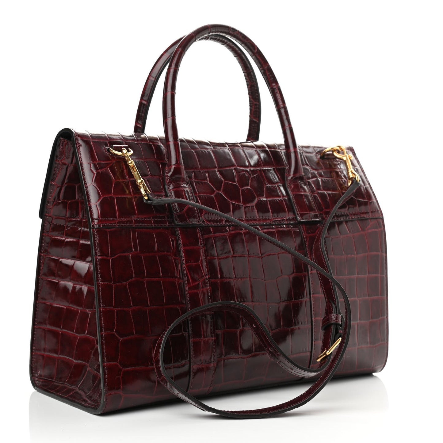 Crocodile Embossed Calfskin Bayswater Oxblood