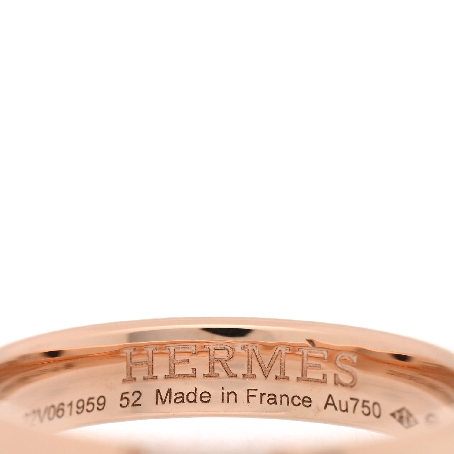 Hermes 18K Rose Gold Diamond Ever Herakles Wedding Band Ring 52 6 4 of 5