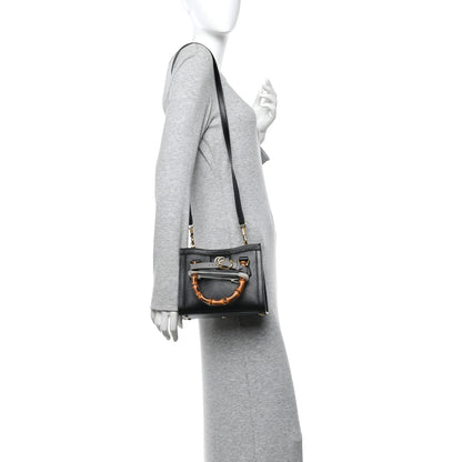Gucci Textured Dollar Calfskin Web Mini Diana Tote Bag Black Dusty Grey 2 of 11