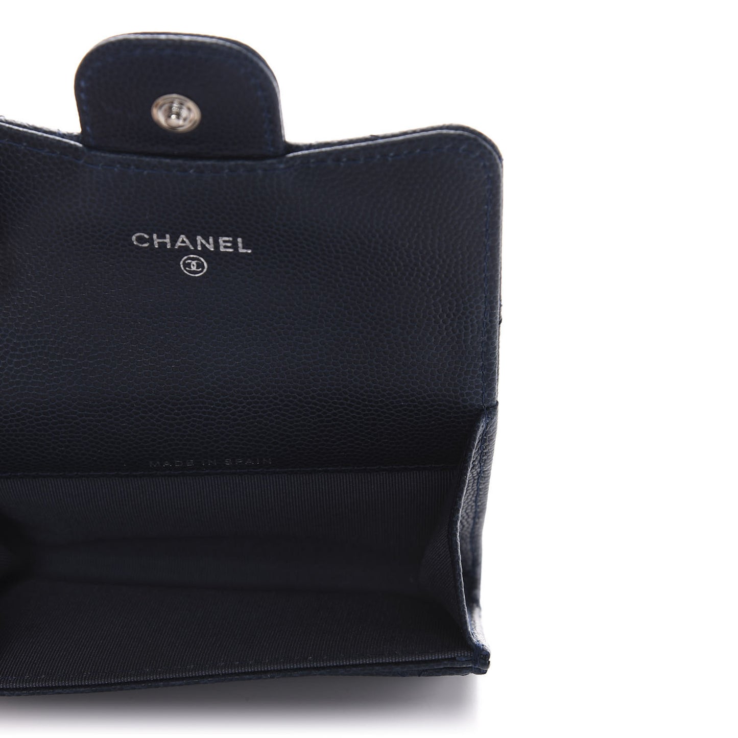 Caviar Quilted Flap Card Holder Navy Blue