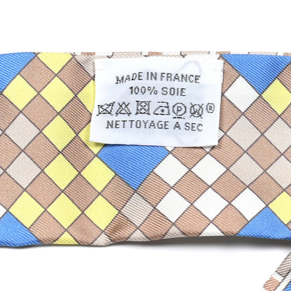 Hermes Silk Colliers De Chiens Remix Twilly Mastic Bleu Jaune 4 of 4