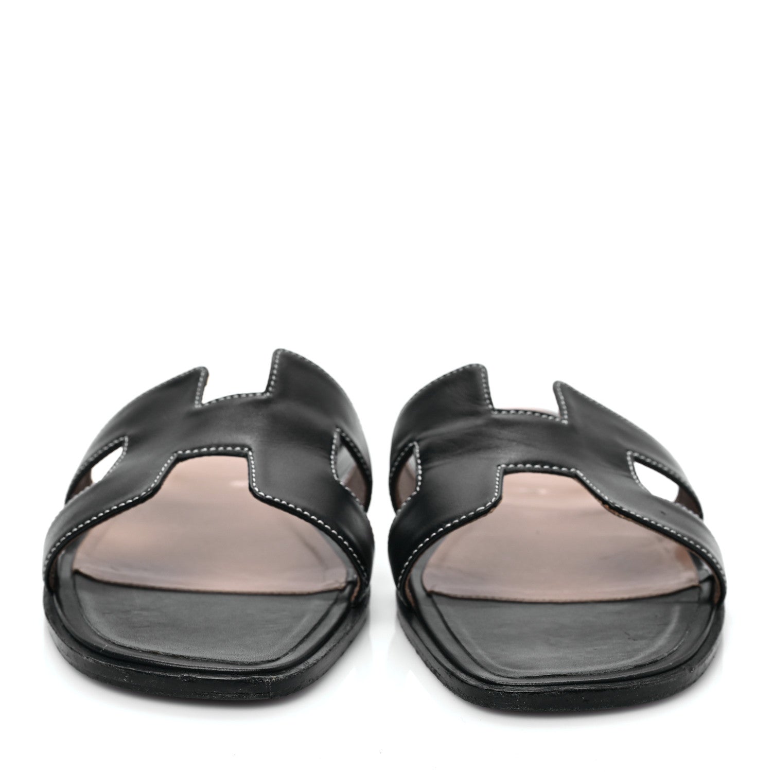 Hermes Box Calfskin Oran Sandals 39 Black 2 of 8