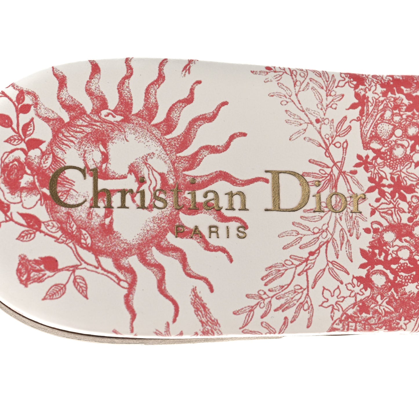 Canvas Soleil Embroidered Dway Flat Slide Sandals 38.5 Coral