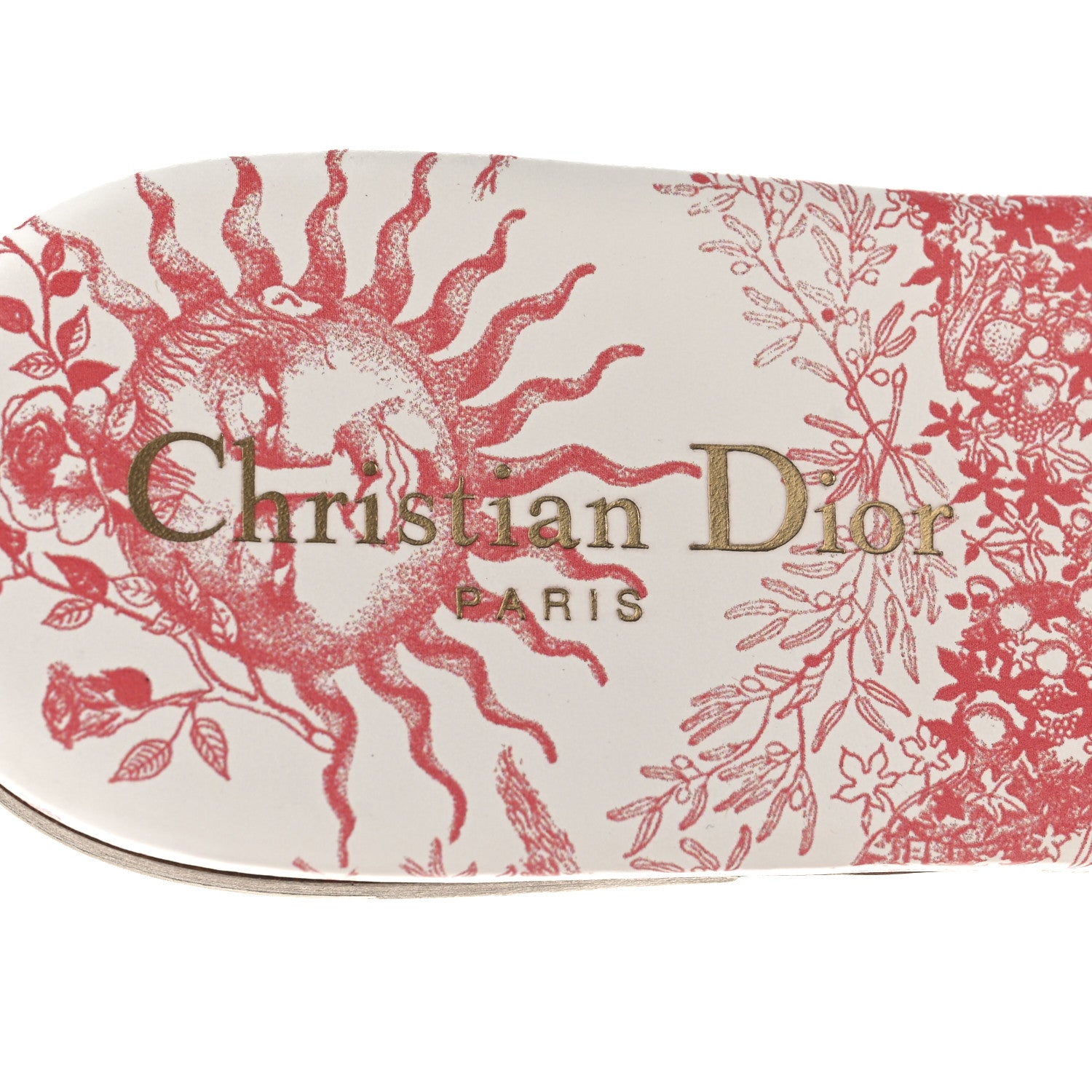 Christian Dior Canvas Soleil Embroidered Dway Flat Slide Sandals 38.5 Coral 9 of 10