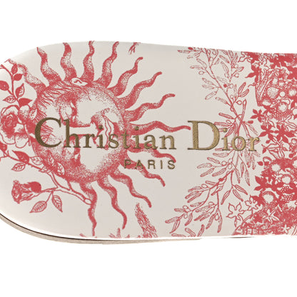 Christian Dior Canvas Soleil Embroidered Dway Flat Slide Sandals 38.5 Coral 9 of 10