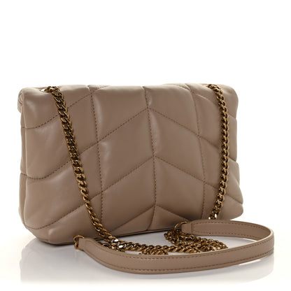 Saint Laurent Lambskin Quilted Toy Loulou Puffer Monogram Chain Satchel Dark Beige 2 of 11