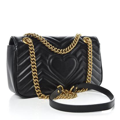 Gucci Calfskin Matelasse Small GG Marmont Shoulder Bag Black 3 of 9