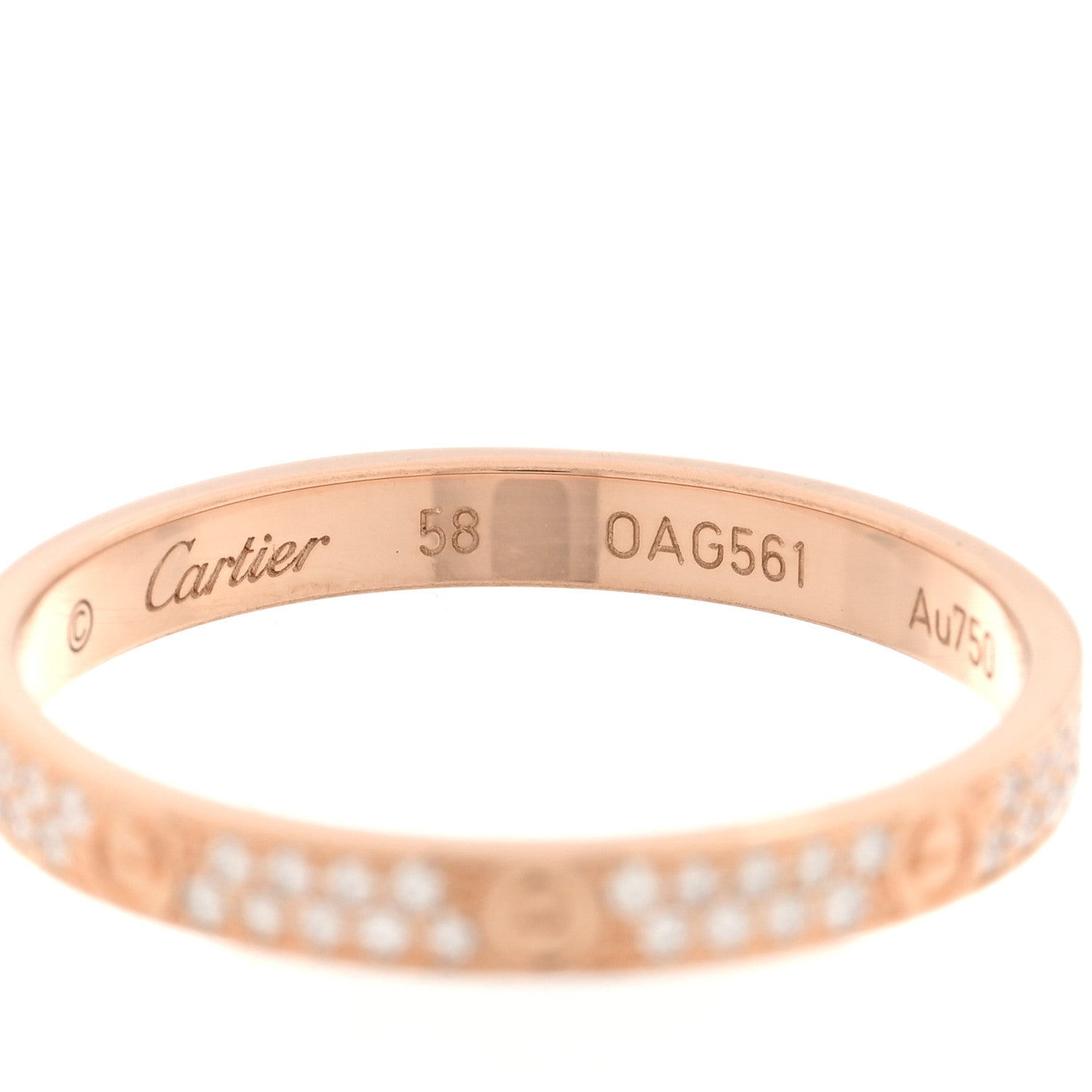 Cartier 18K Pink Gold Diamond 2.6mm LOVE Paved Band Ring 58 8.25 4 of 5