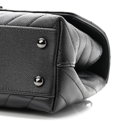 Chanel Caviar Chevron Quilted Mini Coco Handle Flap So Black 10 of 10