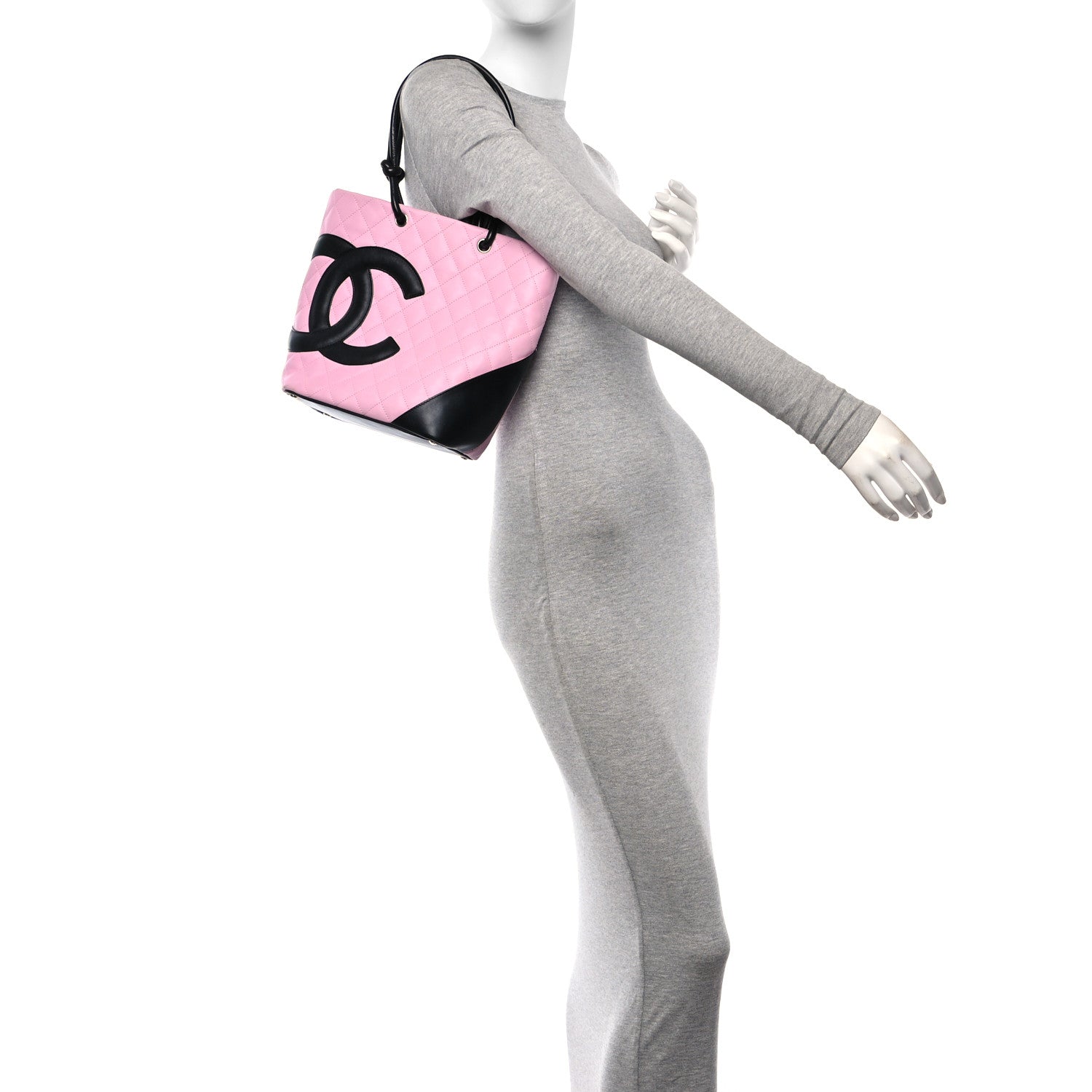Chanel Calfskin Quilted Medium Cambon Tote Pink Black 2 of 10
