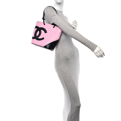 Chanel Calfskin Quilted Medium Cambon Tote Pink Black 2 of 10
