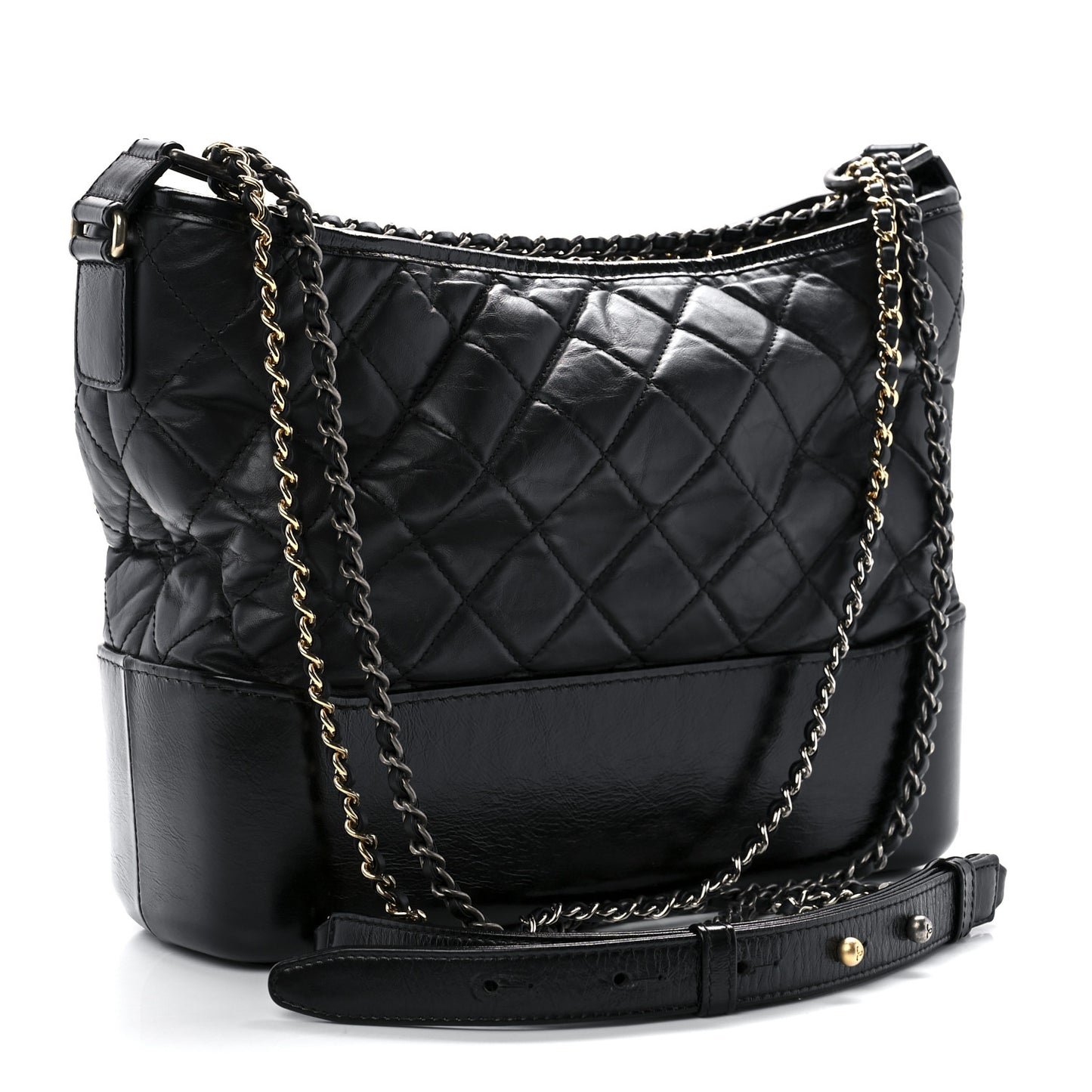 Aged Calfskin Quilted Medium Gabrielle Hobo Black
