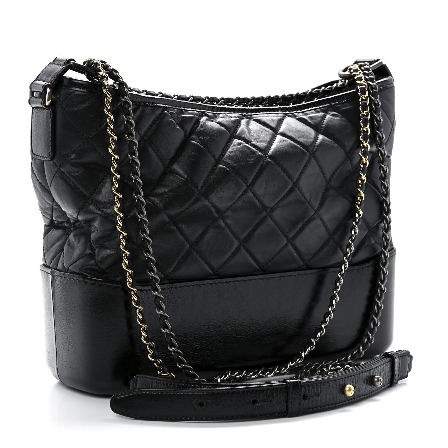 Chanel Aged Calfskin Quilted Medium Gabrielle Hobo Black 3 of 11