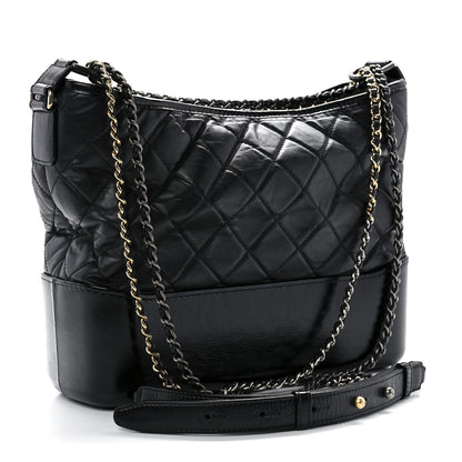 Chanel Aged Calfskin Quilted Medium Gabrielle Hobo Black 3 of 11