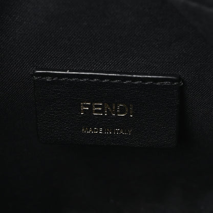 Fendi Glazed Fabric Vitello Century FF 1974 Stamp Patch Mini Camera Case Mogano Panna Black 6 of 9
