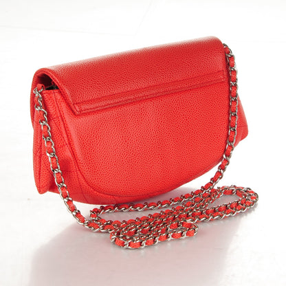 Chanel Caviar Half Moon Wallet On Chain WOC Red 3 of 9