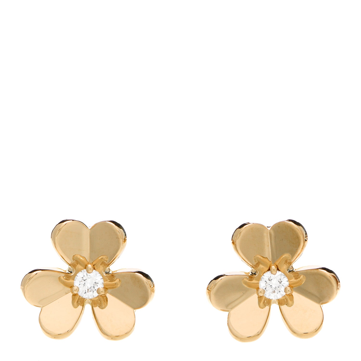 Van Cleef & Arpels 18K Yellow Gold Diamond Mini Frivole Earrings 1 of 3