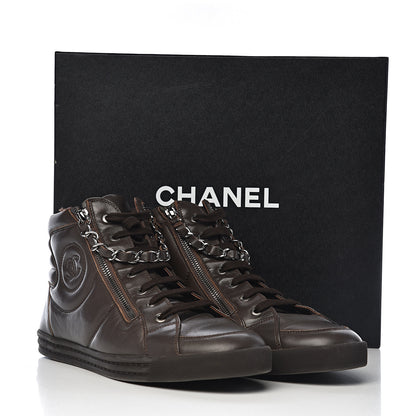 Chanel Calfskin Mens Zipped Sneakers 43 Brown 10 of 10