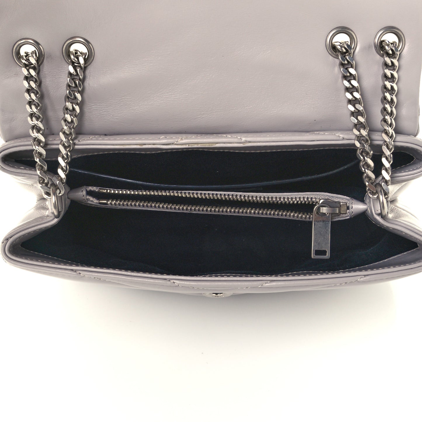 Calfskin Y Quilted Monogram Small Loulou Chain Satchel Granite