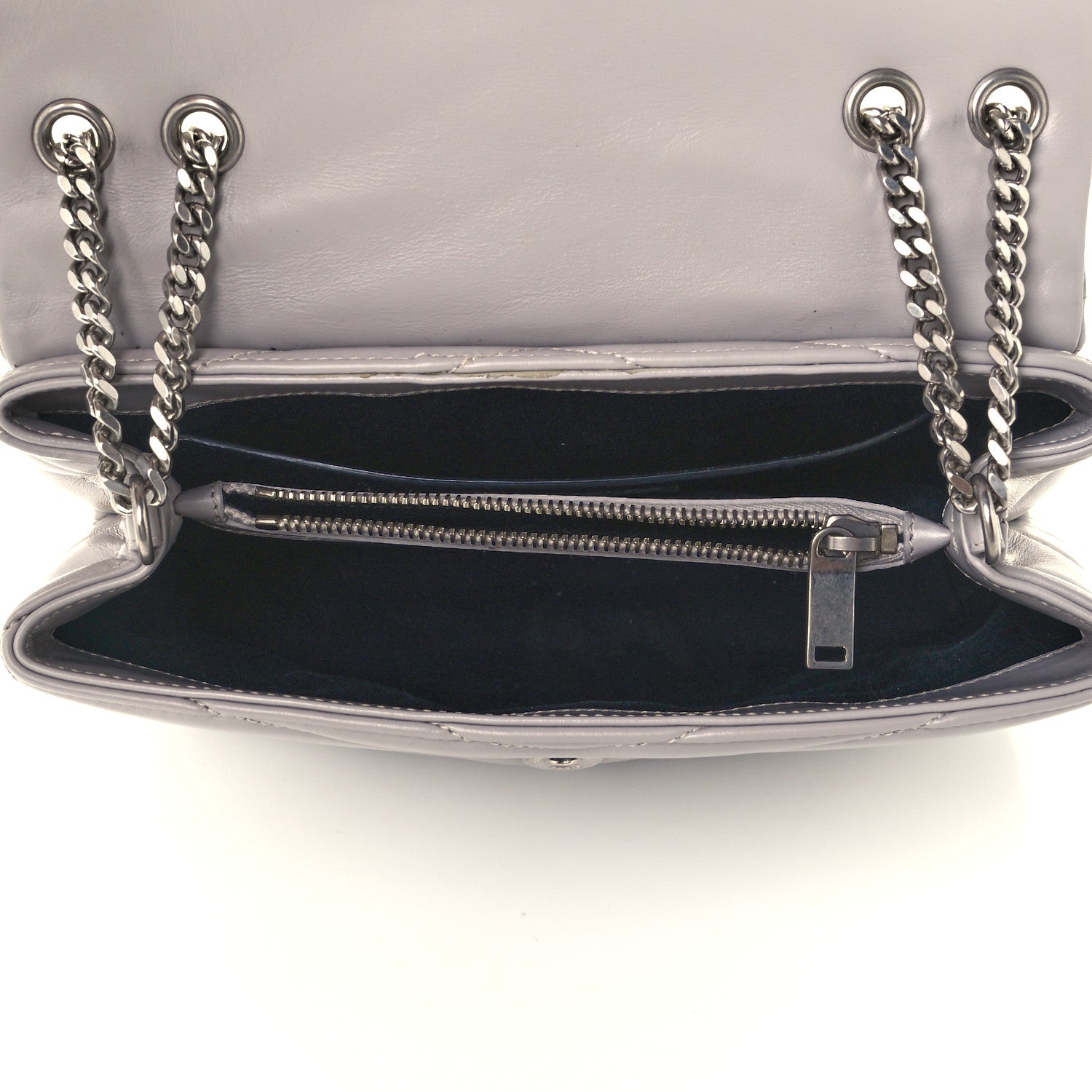Saint Laurent Calfskin Y Quilted Monogram Small Loulou Chain Satchel Granite 5 of 11