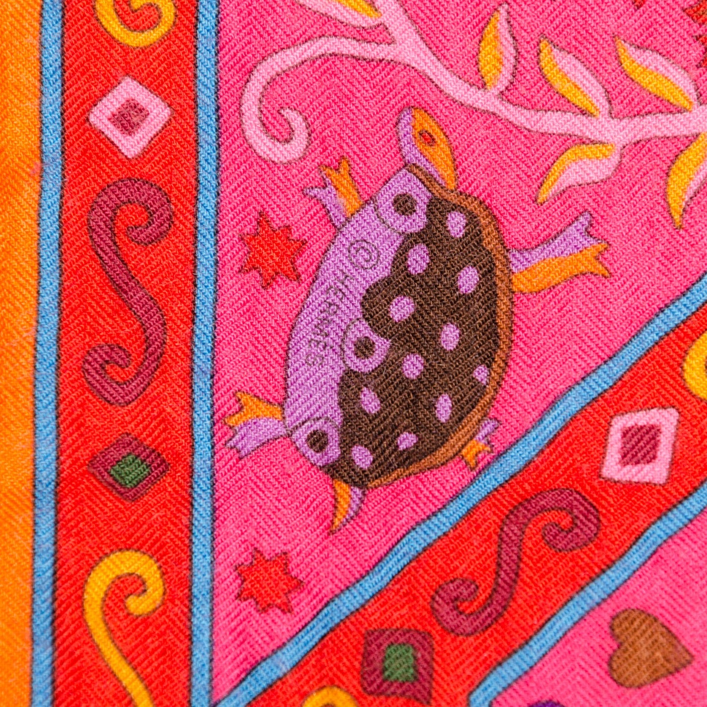 Cashmere Silk Peuple Du Vent Shawl 140 Rose Indien Orange Vert
