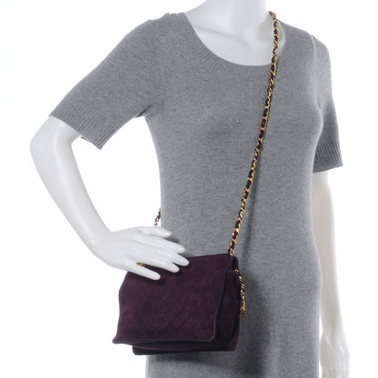 Chanel Suede Chevron Shoulder Bag Purple 2 of 8