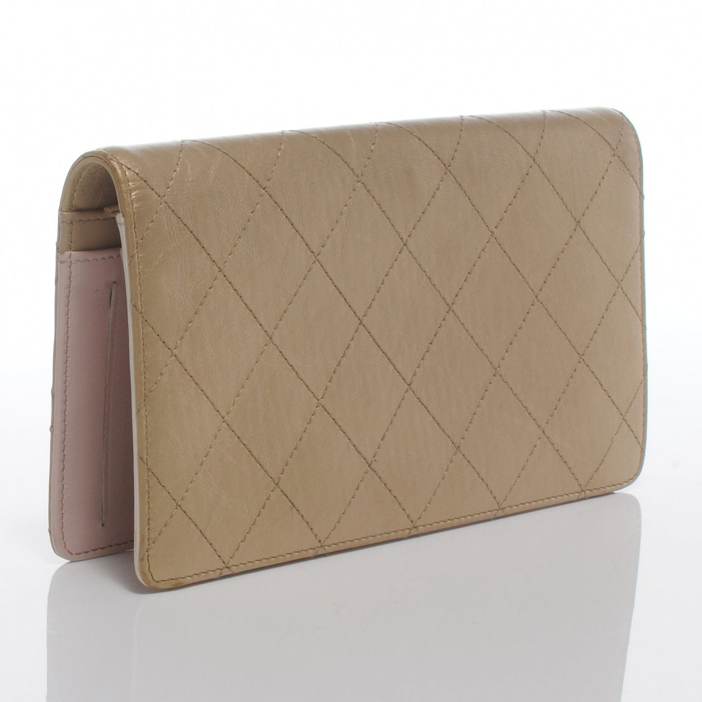 Leather Quilted Yen Wallet Gold