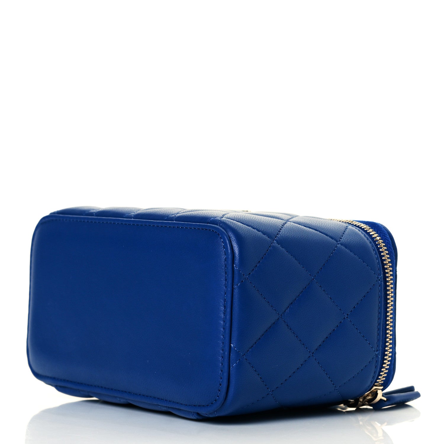 Chanel Lambskin Quilted Small Top Handle Vanity Case With Chain Blue 8 of 9