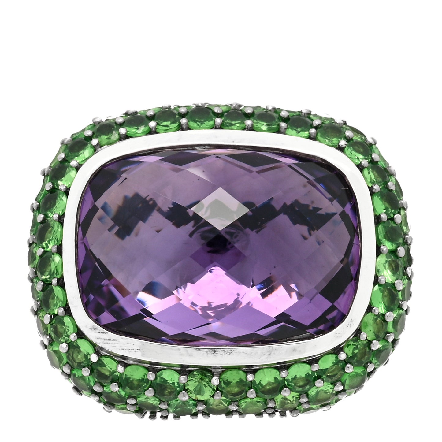 Sterling Silver Amethyst Tsavorite 18mm Waverly Ring 54 7