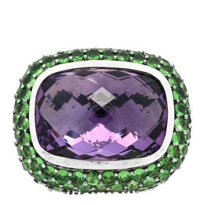 David Yurman Sterling Silver Amethyst Tsavorite 18mm Waverly Ring 54 7 1 of 4